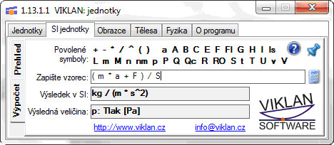 Náhled do programu VIKLAN JEDNOTKY - SI jednotky