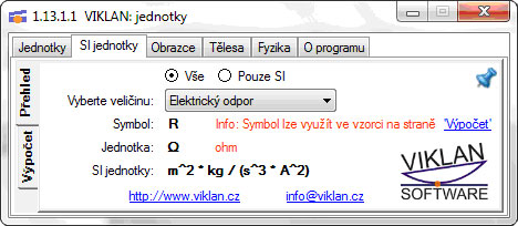 Náhled do programu VIKLAN JEDNOTKY - přehled všech dostupných jednotek